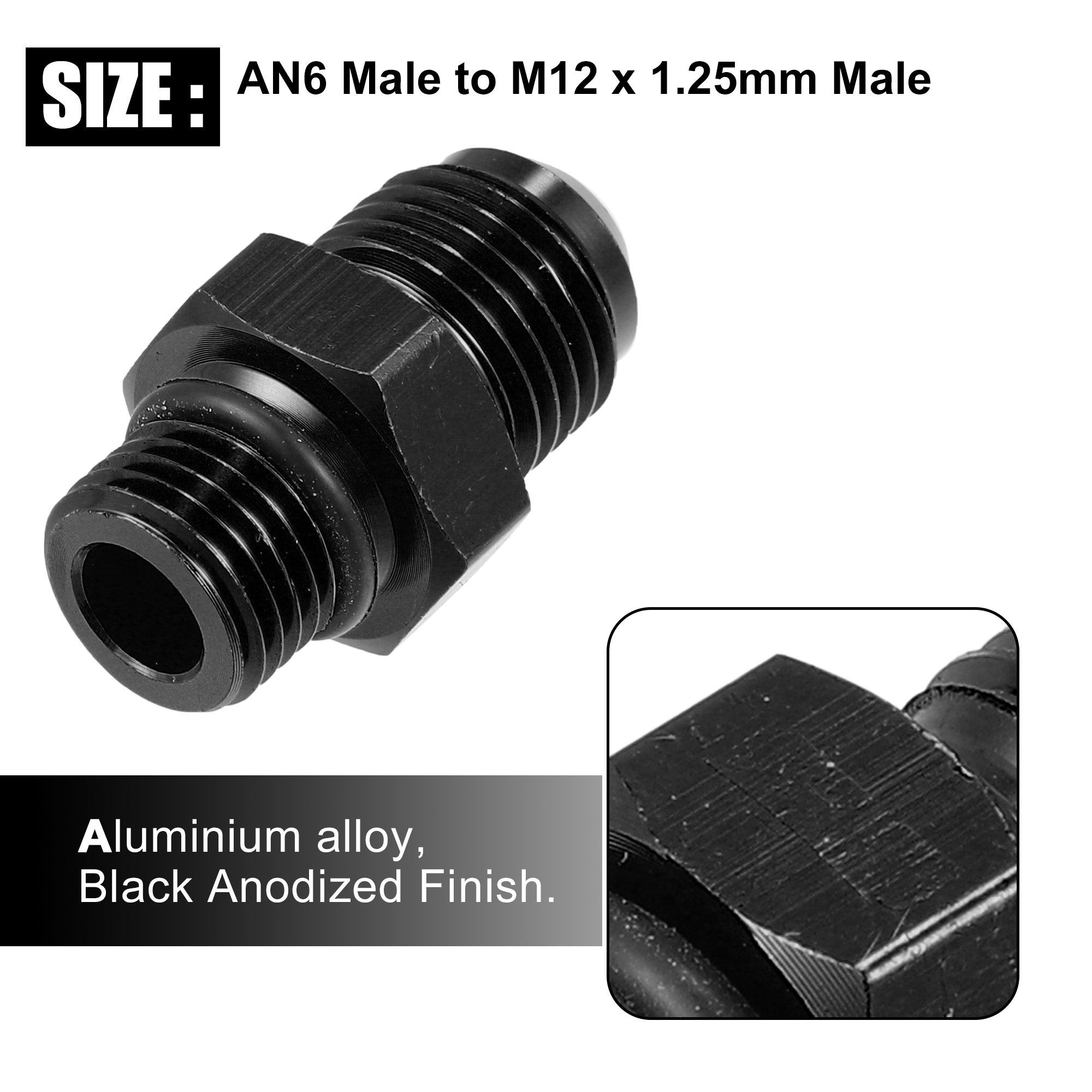 AN-6 AN6 JIC Flare To M10x1.0 Stainless Steel Straight Adapter – Fuel Oil Turbo Line