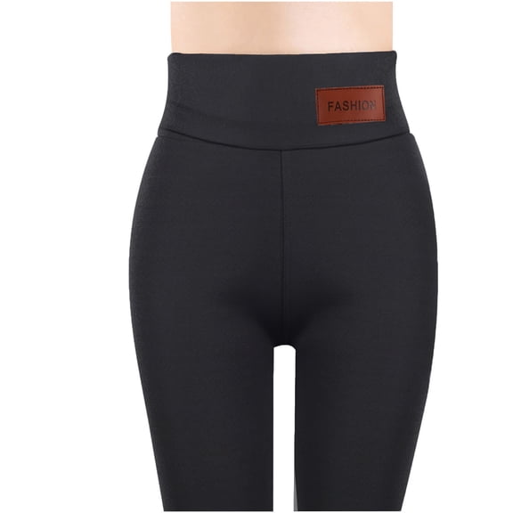 Womens Fleece Lined Leggings Insulated Workout Thermal Tights Cute Soild High Waist Casual Pants Black L