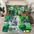 thumbnail image 2 of Erosebridal Street Line Full Sheet Sets, Cartoon Car Bedding Full Size, Tree Plant Decor 4-Piece, 2 of 7