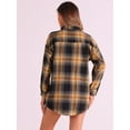 thumbnail image 4 of DARING DIVA Women's Long Sleeve Plaid Button Down Shirt Blouse Top M Black Caramel, 4 of 6