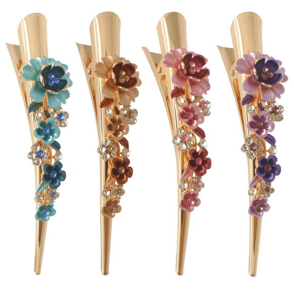 Fashion & Lifestyle Set Of 4 Large Metal Alloy Alligator Sectioning Clips For Women And Girls - Pretty Strong Clamp Hair Pins Non-Slip Hair Grips Accessories For Thick Hair Gold