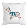 thumbnail image 1 of Dachshund Throw Pillow Cushion Cover, Colorful Ethnic Flowers on a Dachshund Puppy Silhouette Abstract Arrangement, Decorative Square Accent Pillow Case, 24 X 24 Inches, Multicolor, by Ambesonne, 1 of 2