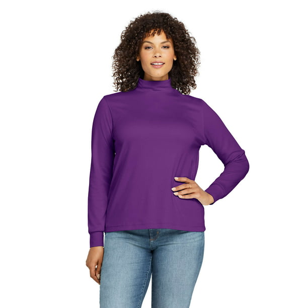 Lands' End Women's Plus Size Long Sleeve Relaxed Cotton Mockneck Top -  Walmart.com