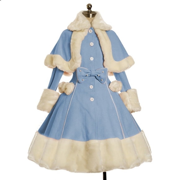 DondPO Princess Dresses Midi Dresses Women's Dress Retro Solid Color Trumpet Sleeve Fashion Princess Dress Long Sleeve Dress Womens Dresses Sky Blue Dress XL