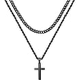 thumbnail image 3 of Collar de cruz para hombres, oro, negro, plata, collares de cruz para hombre, collar con colgante de cruz de acero inoxidable, joyería simple, regalos, collar de cadena cruzada para hombres y niños, 3 of 5