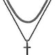 thumbnail image 3 of Collar de cruz para hombres, oro, negro, plata, collares de cruz para hombre, collar con colgante de cruz de acero inoxidable, joyería simple, regalos, collar de cadena cruzada para hombres y niños, 3 of 5