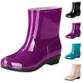 thumbnail image 3 of ATENAR Women's Rain Boots,Rain Shoes for Women,Ladies Rain Boots,Waterproof,Slip-Resistant,Solided,PVC,Purple,40 (US：8), 3 of 5