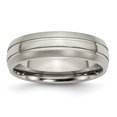 thumbnail image 1 of Titanium Grooved 6mm Brushed and Polished Band Size 5, 1 of 6