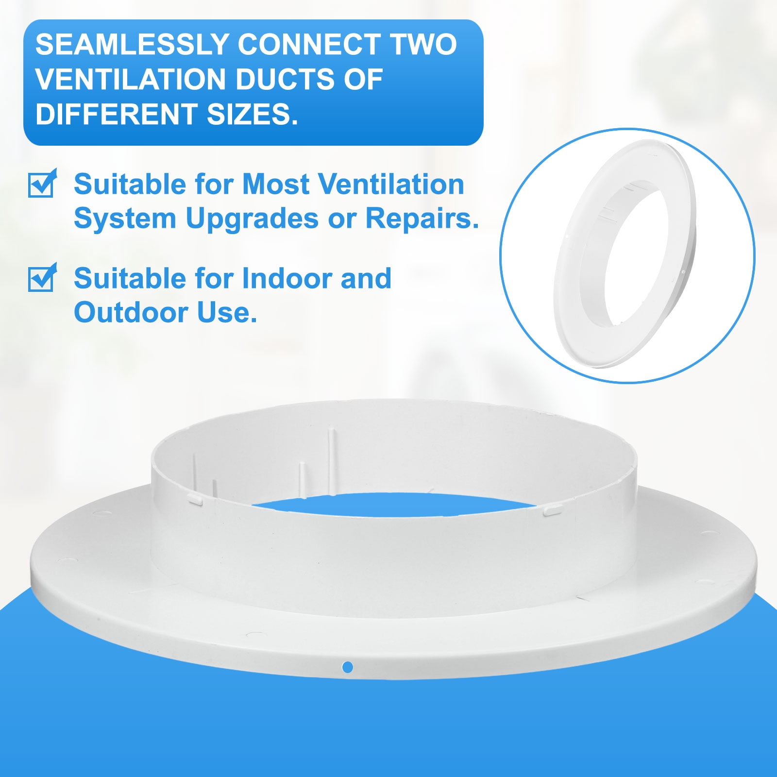 Uxcell 12 to 8 Inch Duct Reducer, 1Pcs ABS Air Duct Adapter HAVC Pipe Connector Dryer Vent Adapter Increaser Reducer for Inline Ventilation System, White (150mm to 100mm)