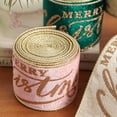 thumbnail image 5 of Merry Christmas Velvet Wired Edge Ribbon, 2.4 Inch × 6.6 Feet Glitter Ribbon with Rose Gold Lettering for Xmas Tree Bow Wreath Craft Gift Wrapping Holiday Home Decor 1 Roll,Pink, 5 of 6