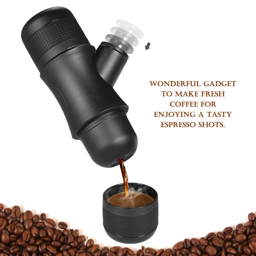 Homgeek Mini Espresso Maker Portble Hand Held Coffee Maker Manual Pressure Espresso Machine for Home Office Travel Outdoor Black