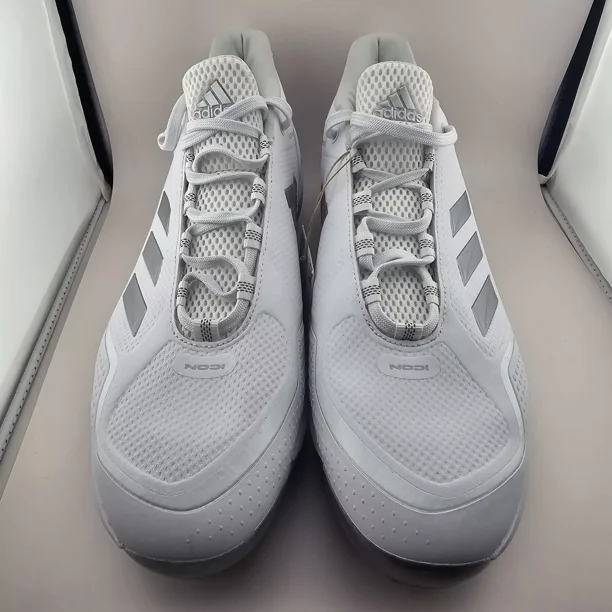 New Adi-das Icon 7 Shoes Sz 14 Silver Plastic Cleat Men White Baseball Sneakers