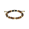 thumbnail image 4 of Crucible Jewelry Men's Tiger Eye Stone and Gold Plated Stainless Steel Bead Adjustable Bracelet (8mm), 4 of 5