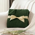 thumbnail image 4 of JOOJA Knit Throw Blanket Super Soft Cozy Blanket for Bed Sofa, 50"x60", Dark Green, 4 of 6
