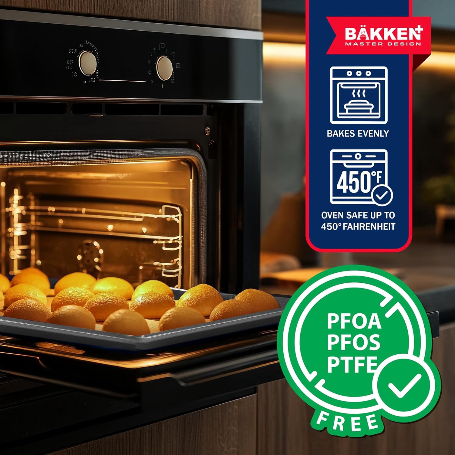 BAKKEN Baking Pan - Small, Medium, & Large Cookie Pan Nonstick, Diamond Texture Bottom, Oven Safe (450°F), Pack of 3, White Marble