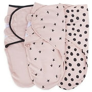 Ely's & Co. Couverture d'emmaillotage ajustable pour bébé Lot de 3 écharpes 0-3 mois (rose blush, 0-3 mois)