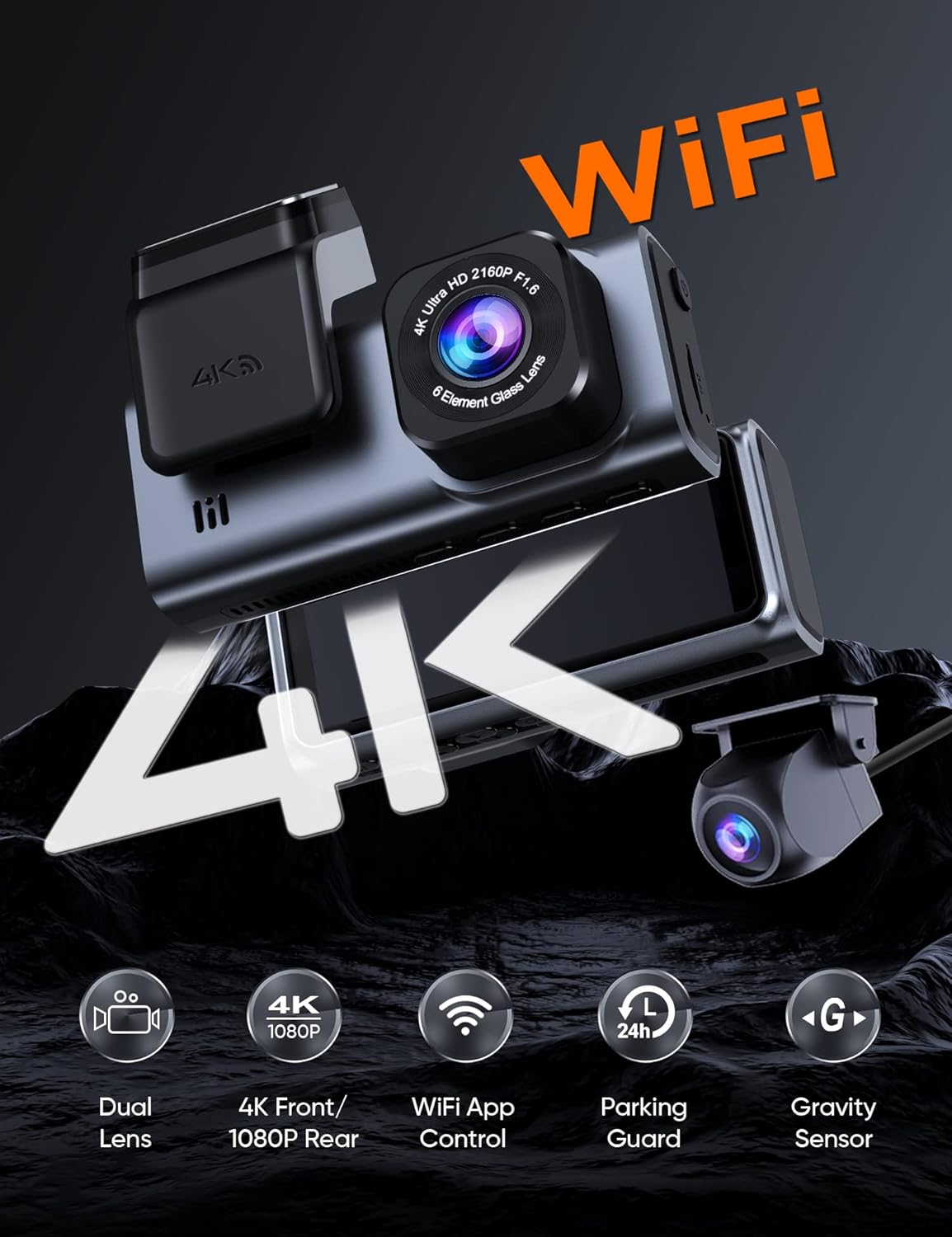 Odrey A2 Pro 4K Dual Dash Cam with 64GB Card photo 2