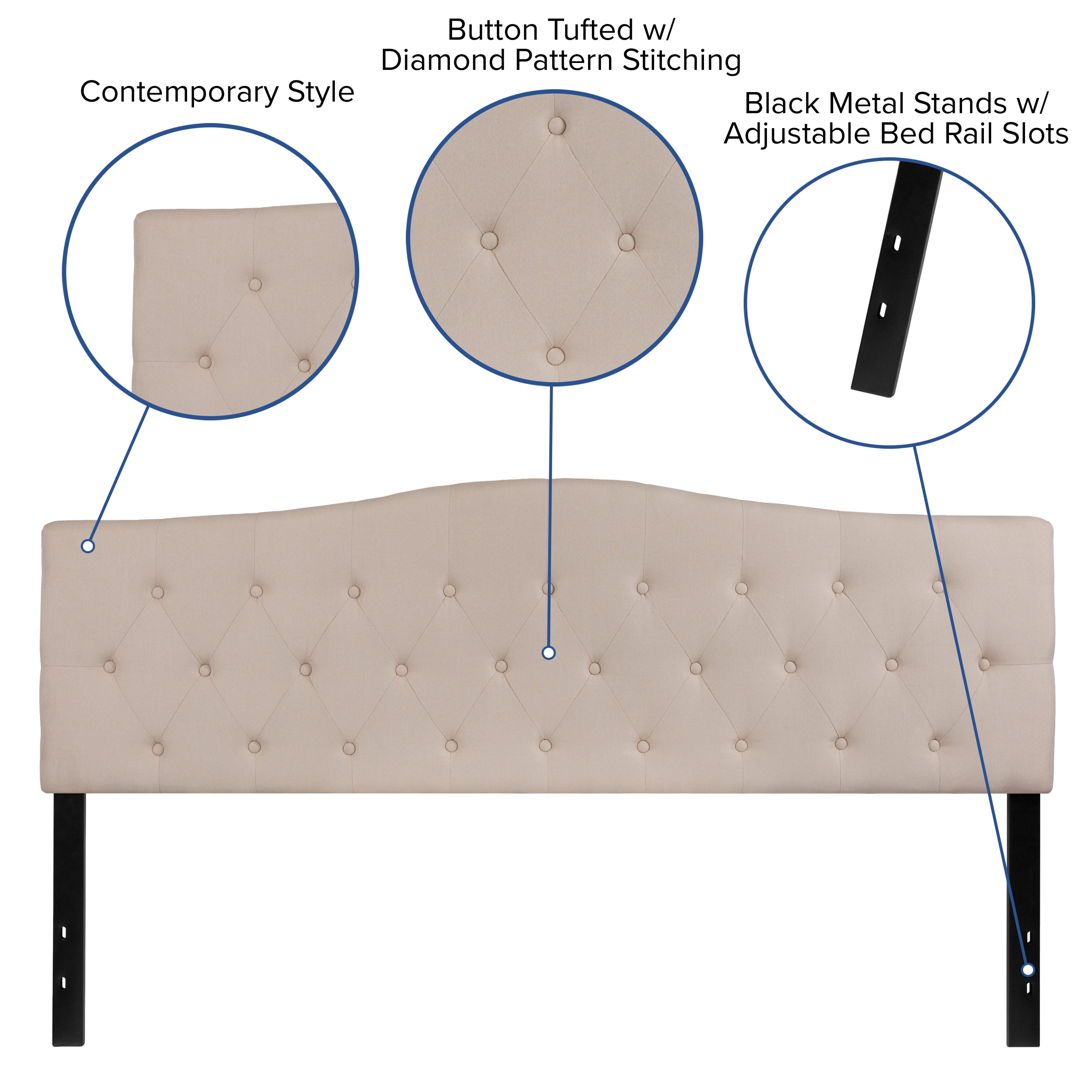 Flash Furniture Cambridge Tufted Upholstered King Size Headboard in Beige Fabric