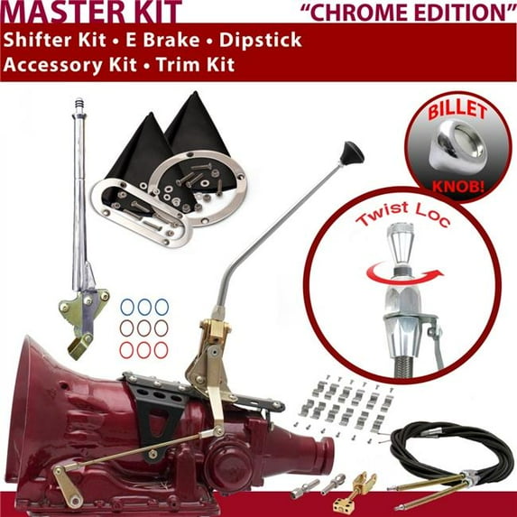 American Shifter PG Shifter Kit Chrome 12 in. E Brake Cable Clamp Trim Kit Dipstick for F1A10