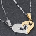 thumbnail image 5 of Conjunto de joyería para mujer de acero inoxidable con corazón magnético para parejas, collar con colgante de amor y amistad, rompecabezas de corazón a juego, 5 of 5