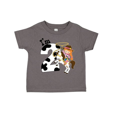

Inktastic I m Two-cowgirl Riding Horse Birthday Gift Toddler Toddler Girl T-Shirt