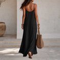 thumbnail image 4 of Backless Cami Dress for Women Loose House Dress Sleeveless, Spaghetti Straps, Open Back, Beach, Maxi Lounge Dress, Long Flowy Dresses Black XXL(XXL), 4 of 5