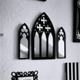 thumbnail image 2 of ROCKROK 3Pcs Gothic Mirrors Wall Decors Wood Framed Arched Cathedral Window Mirror Set, 2 of 14