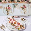 thumbnail image 3 of Bohemia Floral Cloth Napkins, Vintage Orange Pink Flowers Boho Style Beige Washable and Reusable Dinner Napkins Set of 4, Table Napkin for Kitchen Party Birthday Wedding Hotel Housewarming 20"x20", 3 of 9