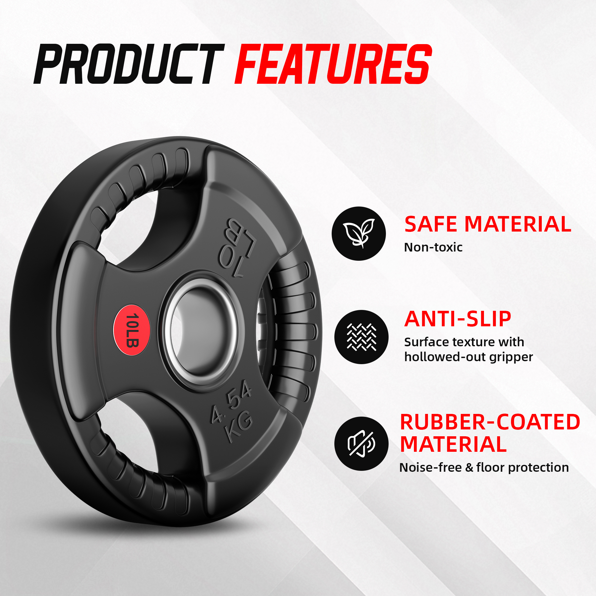 FlexWave 2-Inch Olympic Cast Iron Weight Plates，Multiple Sizes & Set Options, for Strength Training & Weightlifting