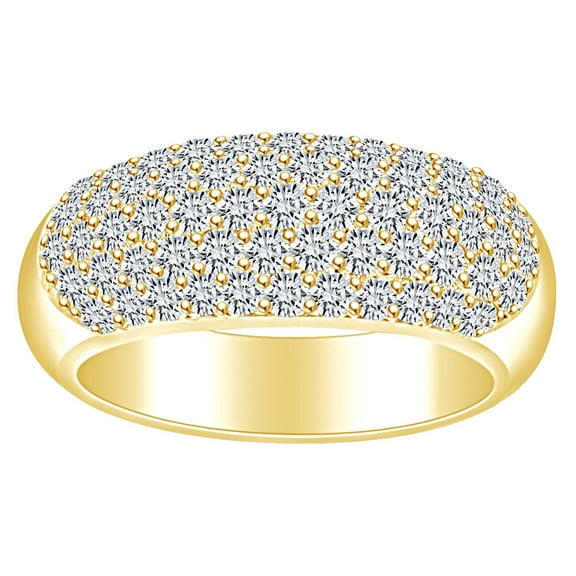 AFFY 1.44 Carat (Ctw) Round Shape White Natural Diamond Anniversary Wedding Band Ring In 14k Solid Yellow Gold Ring Size-5
