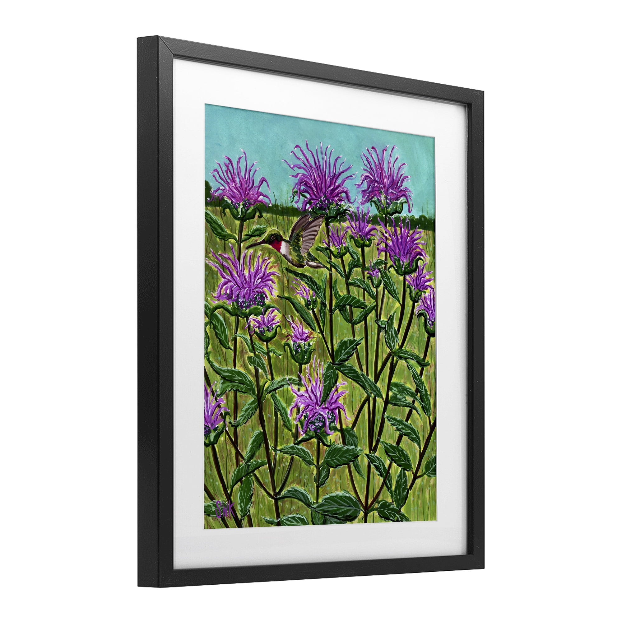 Stupell Industries Ruby Throated Hummingbird & Beebalm Black Framed Print Under Glass, design by Sarah Waldron Kimball