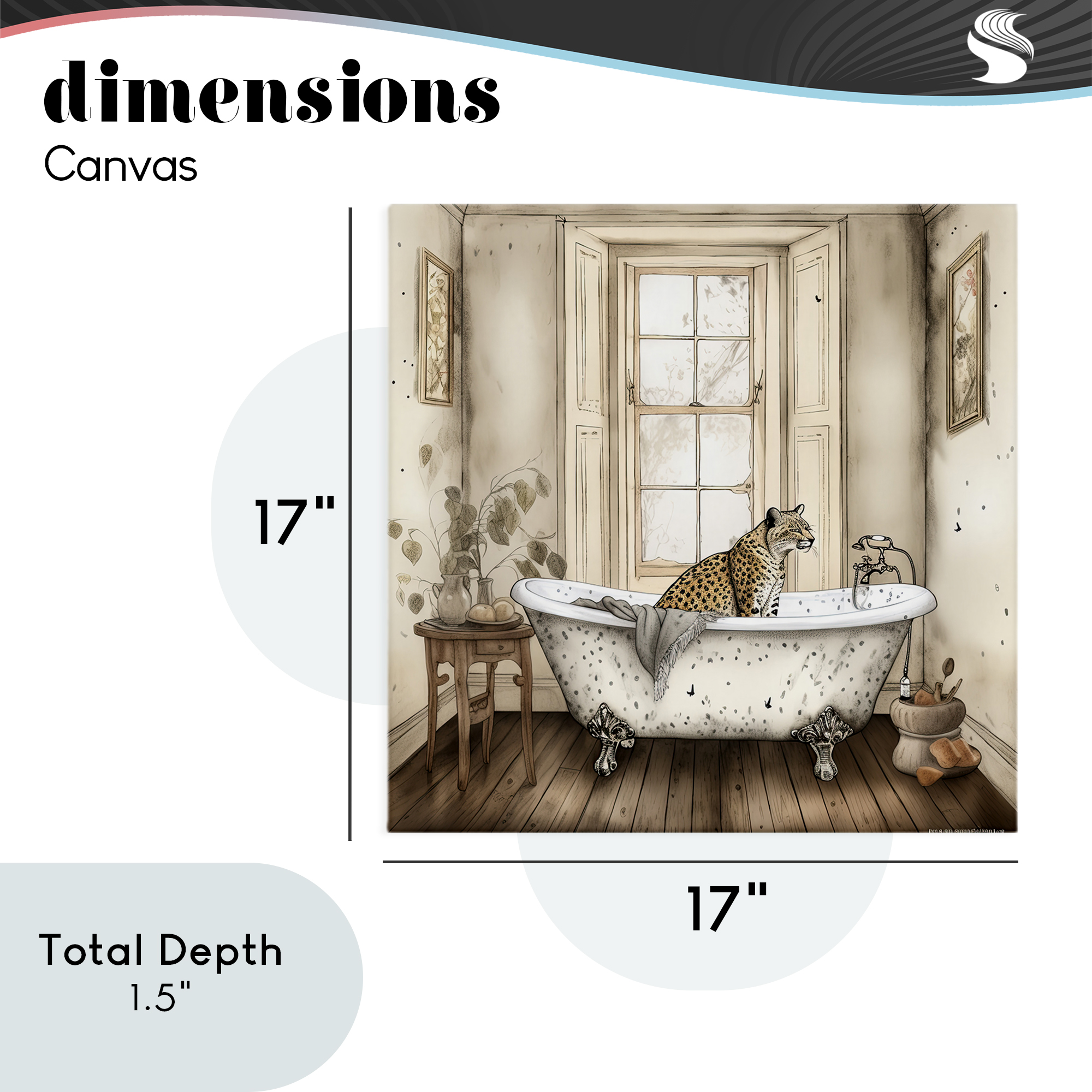 Neutral Leopard Bathtime Canvas Wall Art, design by Sasha