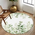 thumbnail image 2 of Round Area Rugs Collection 6 Ft, Light Green Eucalyptus Leaves Non-Slip Residential Carpet, Watercolor Spring Summer Botanical Indoor Crawling Mats Runner Rugs for Living Room/Dining Room/Bedroom, 2 of 8