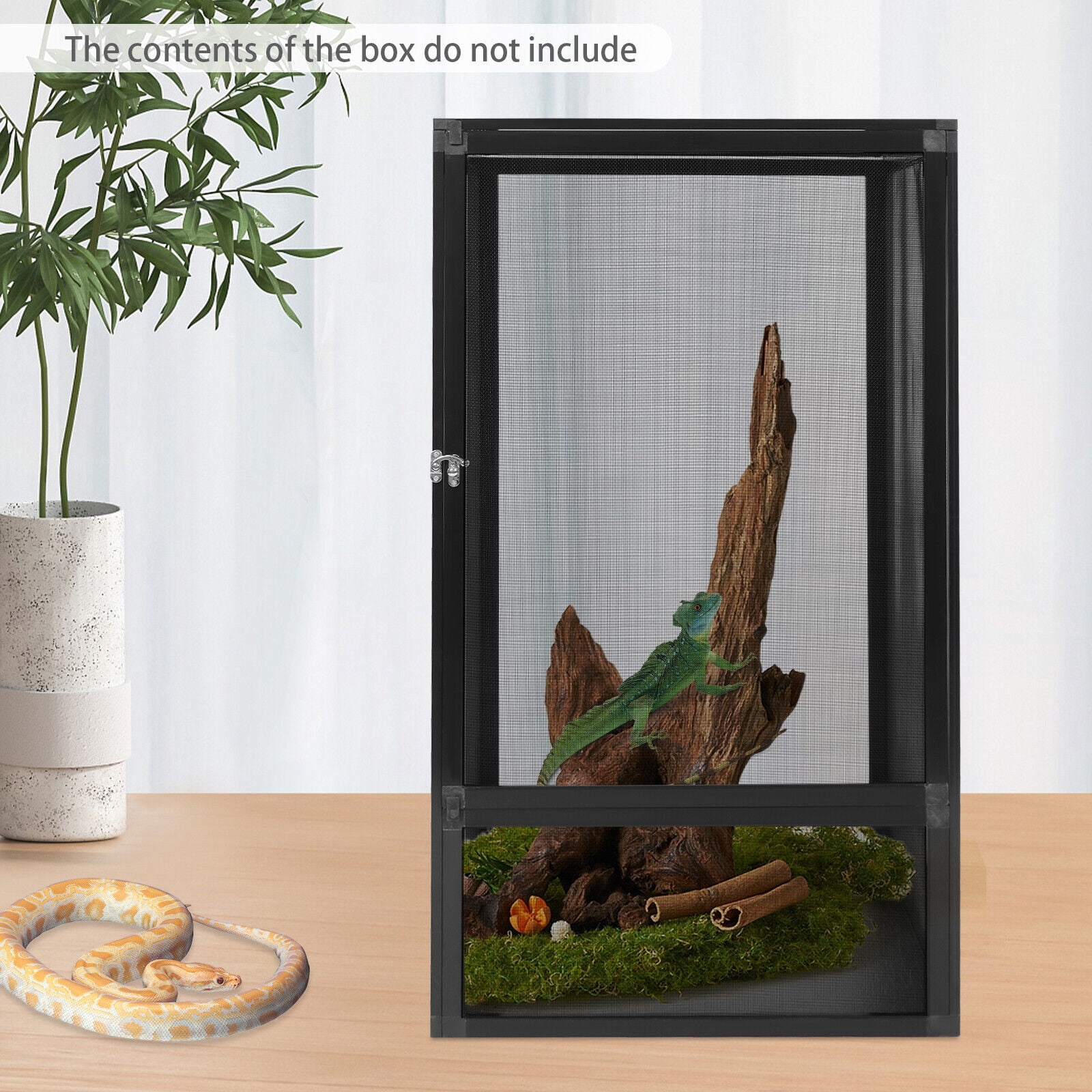Modern Reptile Pet Feeding Enclosure Black Reptile Pet Feeding Net Box for Reptiles and Small Insects
