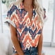 thumbnail image 3 of Eres Más Que una Camisa de Puntuación de Prueba Turndown Collar Impreso Blusa, Manga Corta Moda Casual Top, 3 of 5