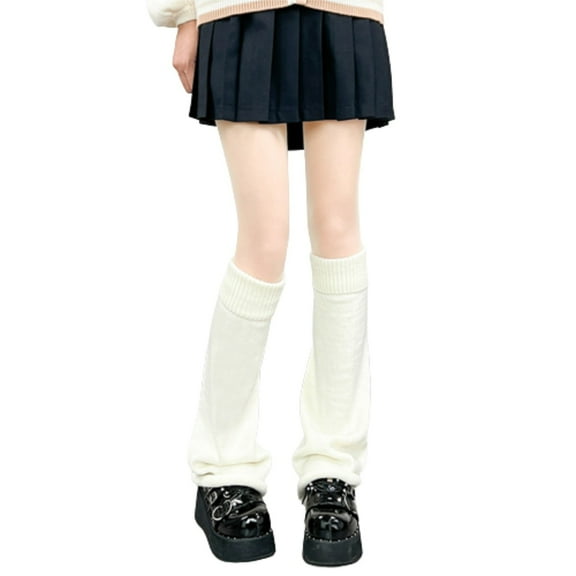 LWNYDPLSD Womens Socks Black Socks Women Girls Japanese Leg Warmers Kawaii Knit Boot Socks 90s Solid Striped Gothic Crochet Leg Warmers White