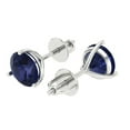 thumbnail image 2 of 4 ct Screw-Back Stud Earrings for Women | 8.0mm Round Cut Simulated Blue Sapphire | 18K White Gold, 2 of 5