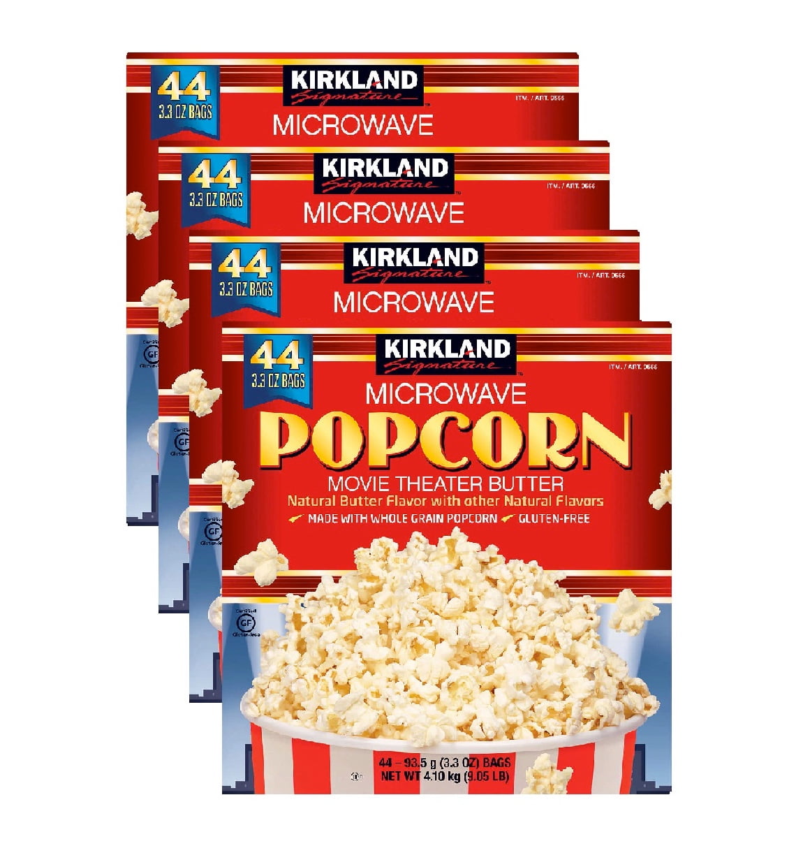 Kirkland Signature Microwave Popcorn, Movie Theater Butter, 3.3 oz, 44