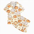 thumbnail image 4 of KPOPLK Girl's Halloween Pajamas Set Kids Girls Short Sleeve Button Down Shirt and Shorts Pjs 2Piece for 2-13Years,Size 4-5 Years, 4 of 5