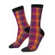 thumbnail image 1 of Balery Orange and Purple Plaid Calcetas Largas con Estampado para Hombre y Mujer – Suaves y Transpirables, Talla Única (US 5-11), 1 of 6