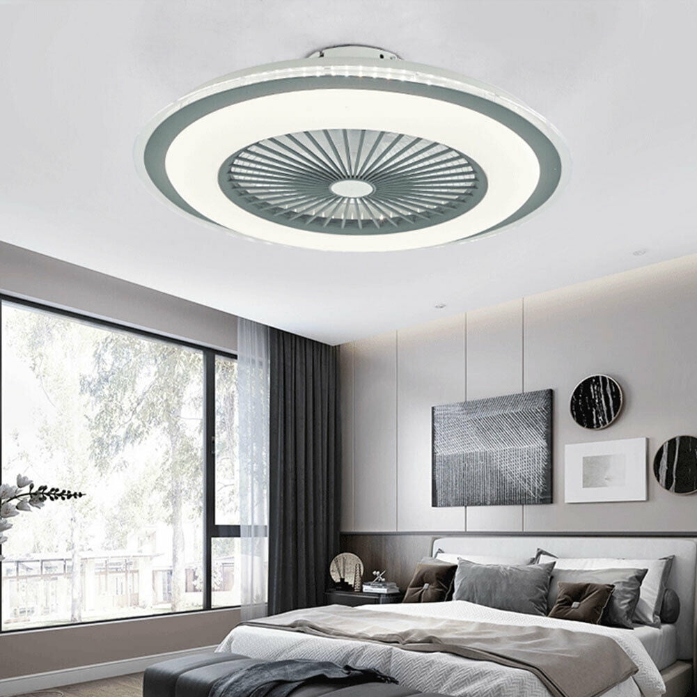 Details about   Modern Ceiling Fan with Lights Enclosed Round LED Dimmable Chandelier Fan Lamps 
