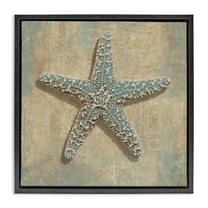 Stupell Industries Starfish Beach Objects Design Nature Painting Black Floater Framed Canvas Art Print Wall Art, 25 x 25