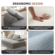 King Size Futon Sofa Bed, Boneless Foldable Couch Bed, Fuffy Chenille Fabric Sofa, Chaise Lounge, Multi-Functional DIY Modern Upholstered Deep Seat Couch for Living Room & Office(Light Grey)