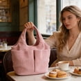 thumbnail image 1 of Striped Corduroy Diaper Bag Tote Large Capacity Shoulder Handbag for Moms Strolling and Daily Commute, 1 of 6