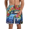 thumbnail image 1 of Balery Floral Truck Welcome Traje de Baño Estilo Hawaiano para Hombre, Shorts de Secado Rápido con Bolsillos-Small, 1 of 6