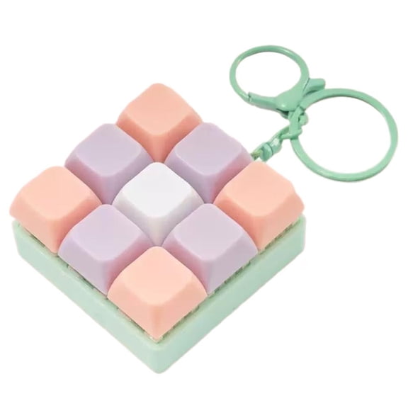 Keyboard Fidget Toy Keychain, 9-in-1 Keyboard Decompression Button Finger Clicker Stress Relief Fidget Toy Gift