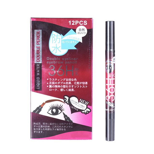 Delineador de ojos y cejas de doble punta, resistente al agua y de larga duración, herramienta cosmética de maquillaje de ojos n.° 01
