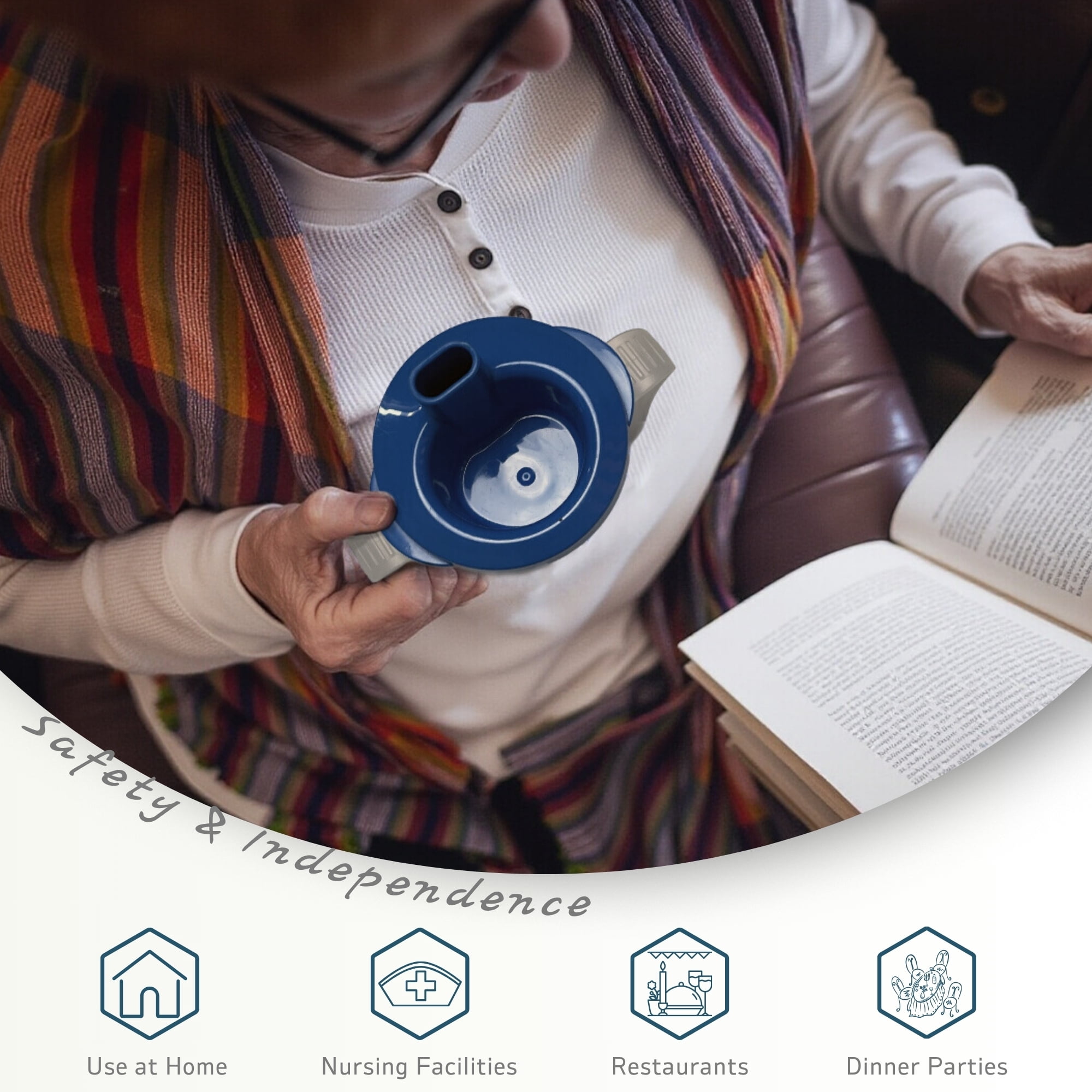 Dysphagia Cups for Adults - Medical Grade 5cc/10cc Regulating Cup with Dual-Position Design - Safe Drinking While Sitting or Lying - Professional Dysphagia Cup for Stroke, Limited Mobility