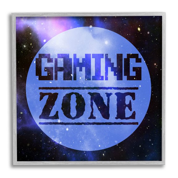 Stupell Industries Gaming Zone Pixel Sky Phrase Graphic Art Gray Framed Art Print Wall Art, Design by Marcus Prime