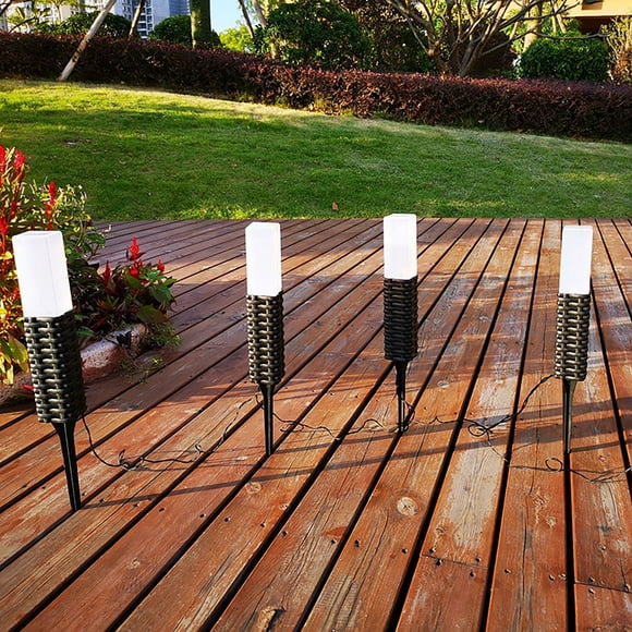 Lámpara solar de ratán, lámpara de jardín de ratán plástico, lámparas de jardín